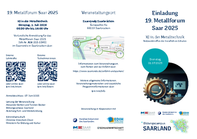 Flyer MetallForum Saar MetallForum Saar